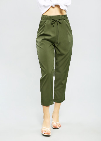 Зеленые кэжуал демисезонные зауженные брюки ISSA PLUS