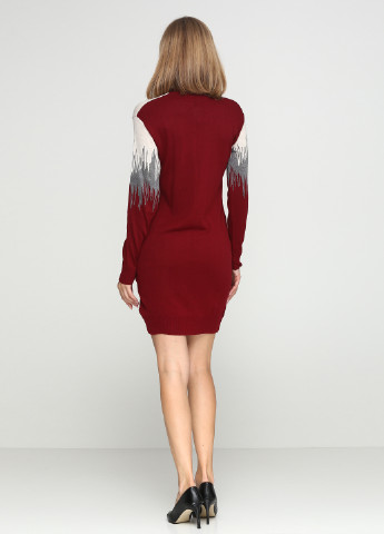 Бордовое кэжуал платье короткое Imperial с абстрактным узором