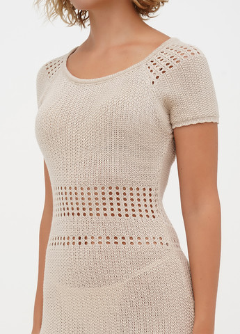 Светло-бежевое кэжуал платье силуэтная EQUILIBRI однотонное