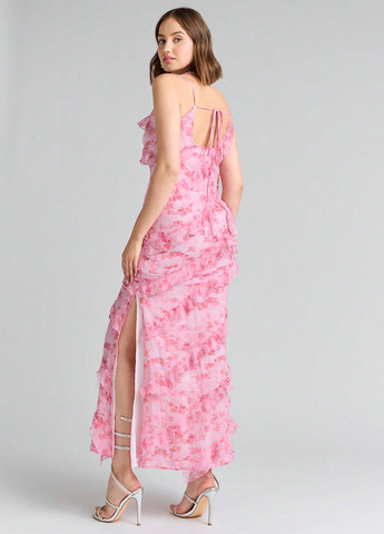 Розовое кэжуал платье платье-комбинация SHEIN с абстрактным узором