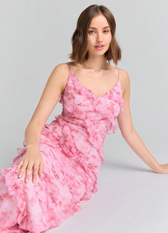 Розовое кэжуал платье платье-комбинация SHEIN с абстрактным узором