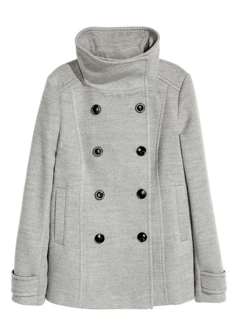 Сіре Кежуал напівпальто двобортне H&M однотонне