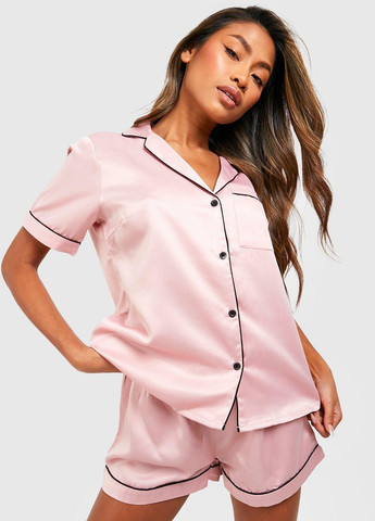 Розовая всесезон пижама (рубашка, шорты) рубашка + шорты Boohoo