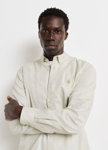 Светло-бежевая кэжуал рубашка однотонная Springfield