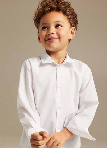 Белая праздничный, кэжуал рубашка однотонная H&M