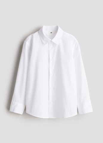 Белая праздничный, кэжуал рубашка однотонная H&M