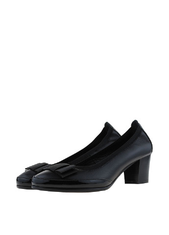 Черные женские кэжуал туфли с бантом на среднем каблуке - фото