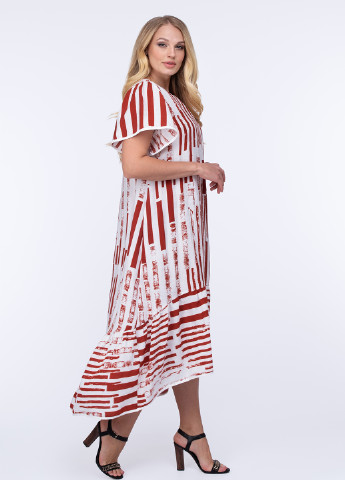 Комбинированное кэжуал платье а-силуэт Алеся с абстрактным узором