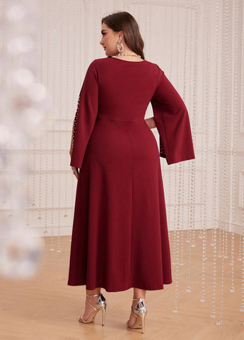 Бордова вечірня сукня а-силует SHEIN однотонна