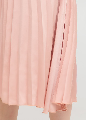Светло-розовая кэжуал однотонная юбка Traf плиссе, клешированная