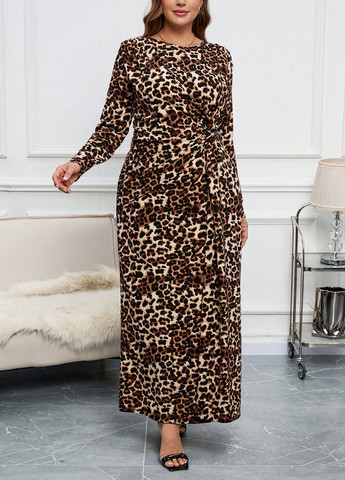 Коричневое кэжуал платье SHEIN леопардовый