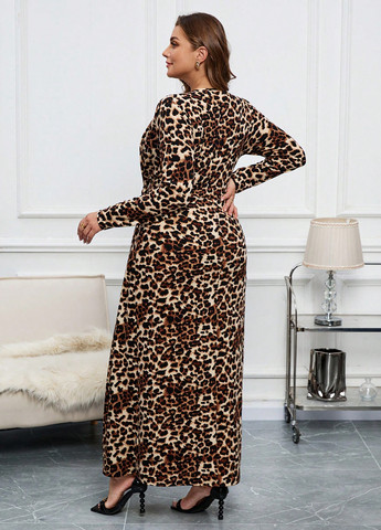 Коричневое кэжуал платье SHEIN леопардовый