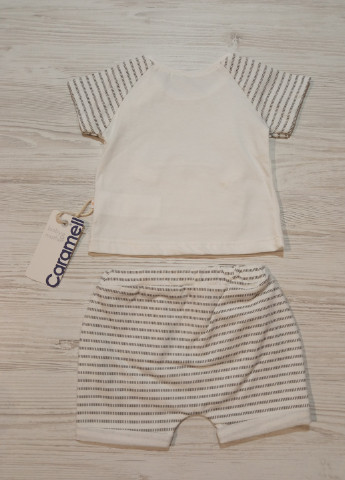 Білий літній комплект для хлопчика, футболка і шорти Caramell