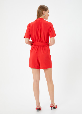 Комбинезон KOTON комбинезон-шорты однотонный красный кэжуал вискоза
