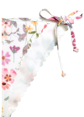 Белые плавки бикини на завязках с цветочным принтом H&M
