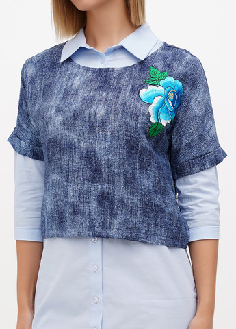 Светло-голубой демисезонный комплект (платье, блуза) Sassofono Club