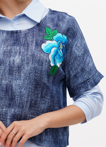 Светло-голубой демисезонный комплект (платье, блуза) Sassofono Club