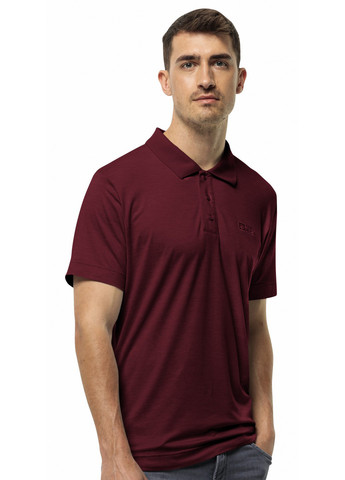 Темно-вишневая мужская футболка поло Jack Wolfskin однотонная
