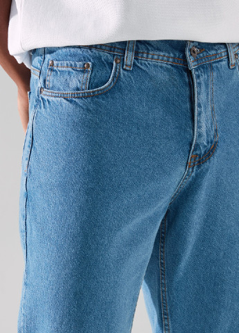 Голубые демисезонные прямые, укороченные джинсы Trendyol