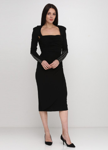 Черное вечернее платье с длинным рукавом, миди Thomas Wylde однотонное