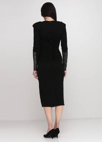 Черное вечернее платье с длинным рукавом, миди Thomas Wylde однотонное