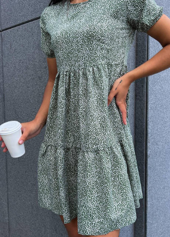 Темно-зелена женское летнее платье из софта зеленого цвета 374305 New Trend