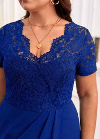 Синя кежуал сукня на запах, силуетна SHEIN однотонна