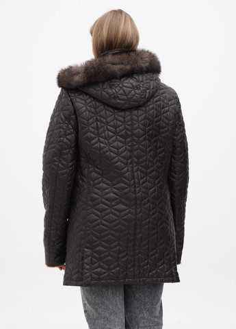 Темно-коричневая зимняя куртка кожаная STOK