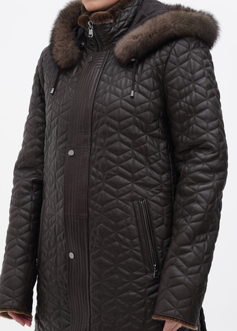 Темно-коричневая зимняя куртка кожаная STOK
