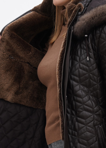 Темно-коричнева зимня куртка шкіряна STOK