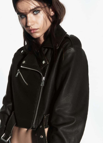 Темно-коричневая демисезонная куртка байкерская, косуха Zara