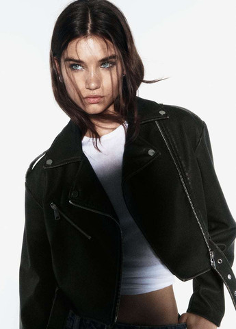 Темно-коричнева демісезонна куртка байкерська, косуха Zara