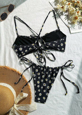 Черный летний купальник (лиф, трусики) раздельный SHEIN