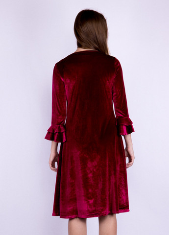 Бордовое кэжуал, праздничный платье Time of Style однотонное