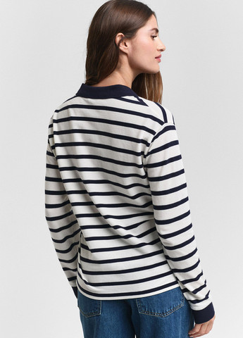 Молочная женская футболка-поло Gant в полоску