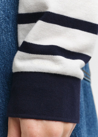 Молочная женская футболка-поло Gant в полоску