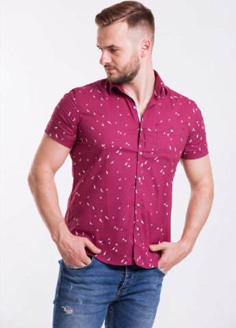 Светло-бордовая кэжуал рубашка с рисунком Trend Collection