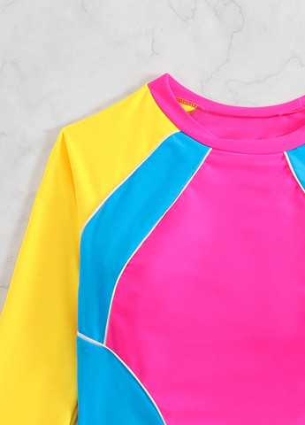 Фуксиновий (колору Фукія) літній купальник (топ, трусики) топ, роздільний SHEIN