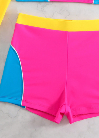 Фуксиновий (колору Фукія) літній купальник (топ, трусики) топ, роздільний SHEIN