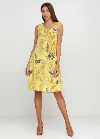 Жовтий кежуал плаття, сукня Fashion з квітковим принтом