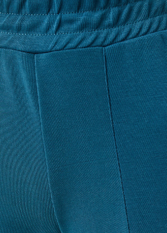 Темно-бирюзовые кэжуал демисезонные укороченные, прямые брюки KOTON