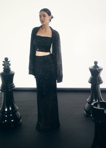 Черная вечерний однотонная юбка Gepur