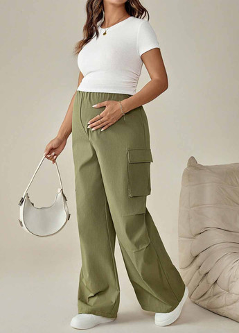 Оливковый (хаки) летний комплект для беременных (футболка, брюки) SHEIN