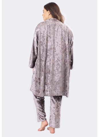 Фуксиновий (колору Фукія) демісезонний комплект халат + майка + брюки Ghazel