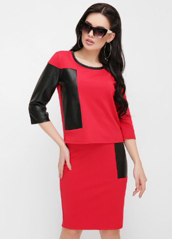 Костюм (лонгслив, юбка) Fashion Up юбочный геометрический красный кэжуал