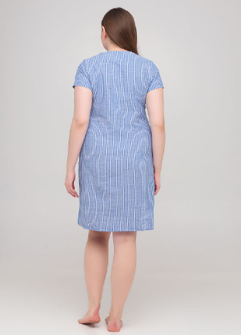 Темно-голубое домашнее платье рубашка Juliet deluxe в полоску