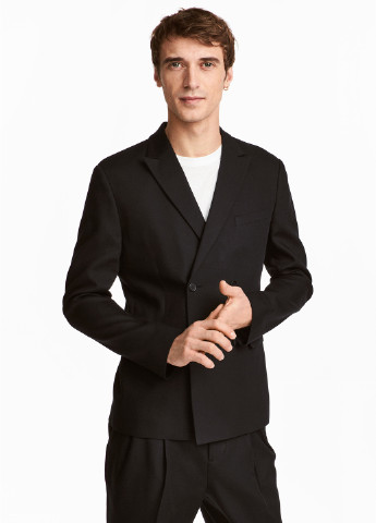 Пиджак H&M с длинным рукавом чёрный деловой