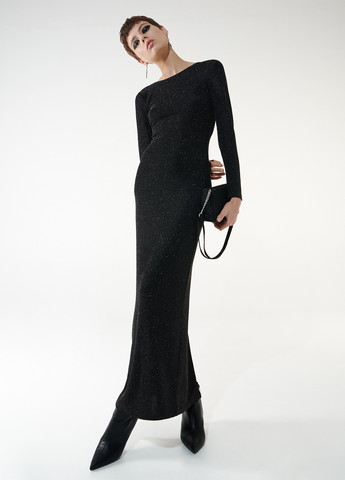Чорна вечірня сукня з відкритою спиною Sinsay однотонна
