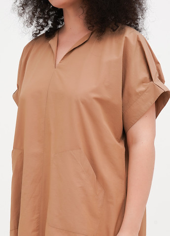 Бежевое кэжуал платье а-силуэт Babylon однотонное