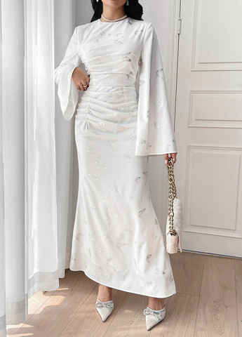 Білий вечірня сукня годе SHEIN метелики